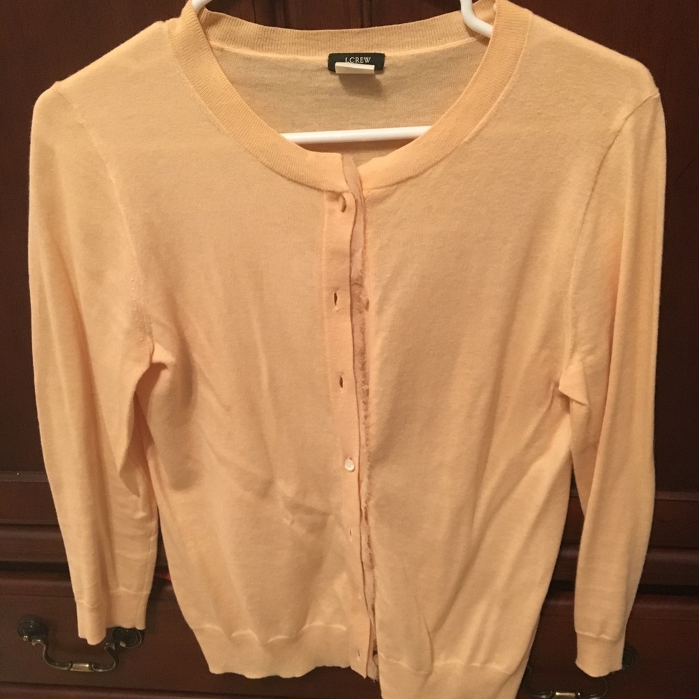 Jcrew cardigan. Color is light peach