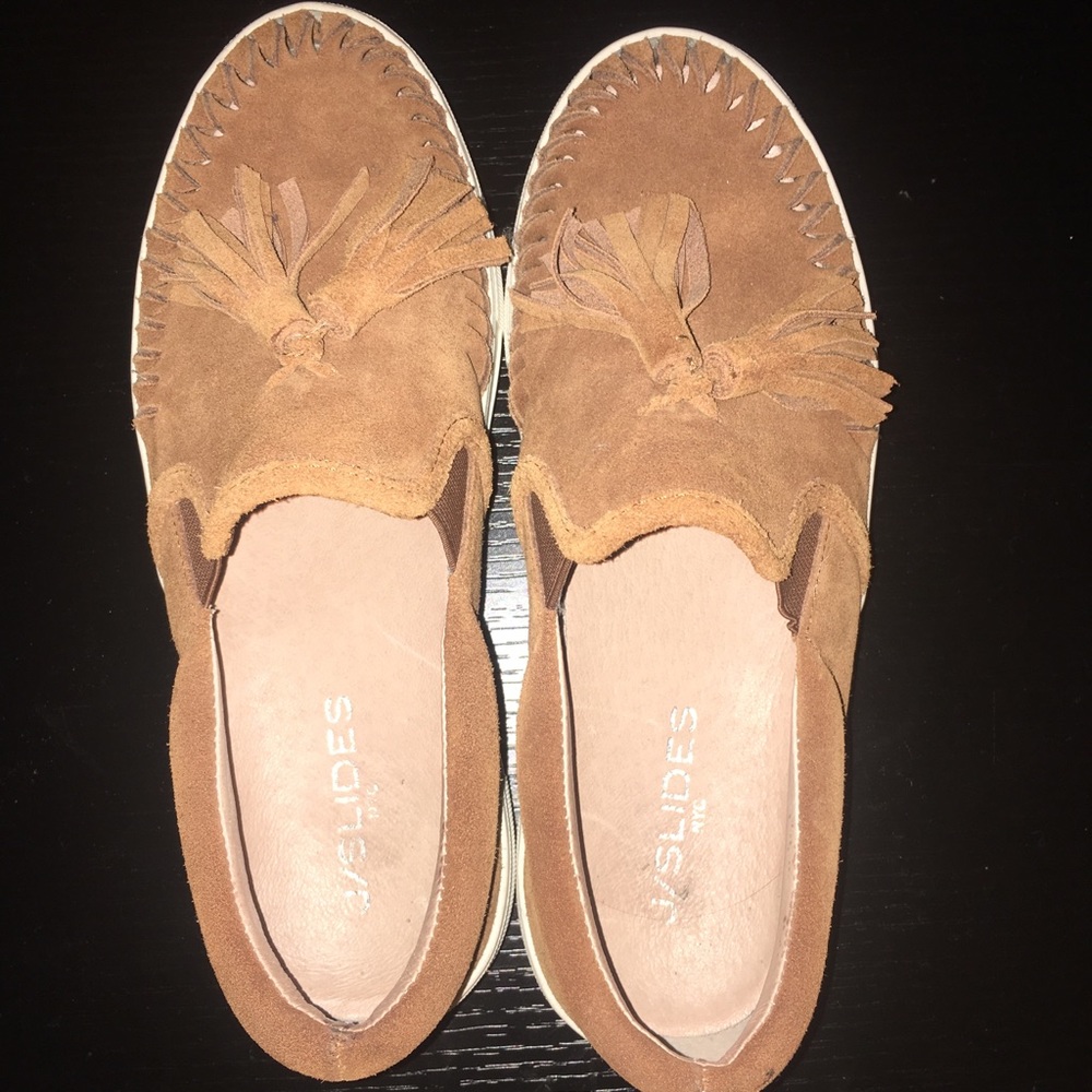 Women’s size 7 brown suede J/SLIDES NYC