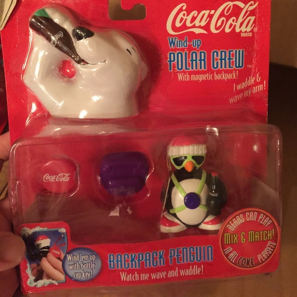 Coca Cola Backpack Penguin. Wind-up Polar Crew