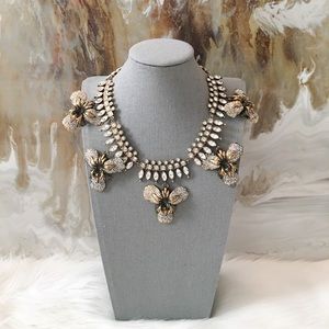 Givenchy Flower Brass Crystal Statement Necklace