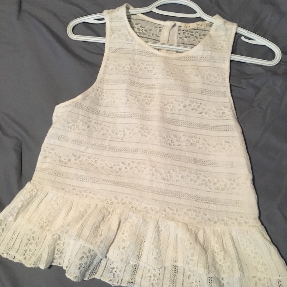 LA Hearts white lace top
