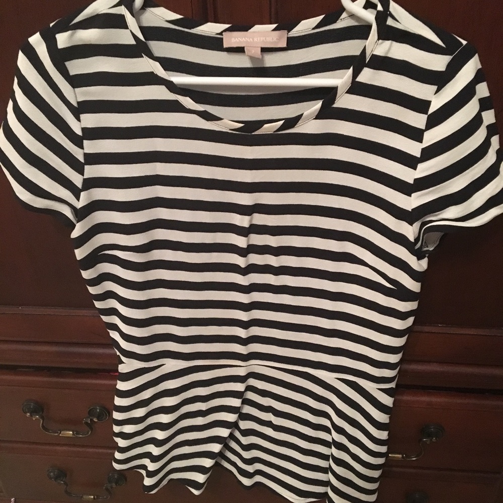Banana republic peplum striped blouse
