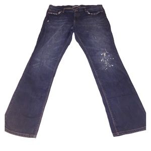 NY&Co Low Rise Skinny Leg Distressed Jeans - Sz 16