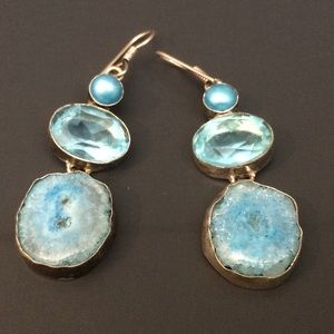 Sterling Silver & Blue Crystal Earrings