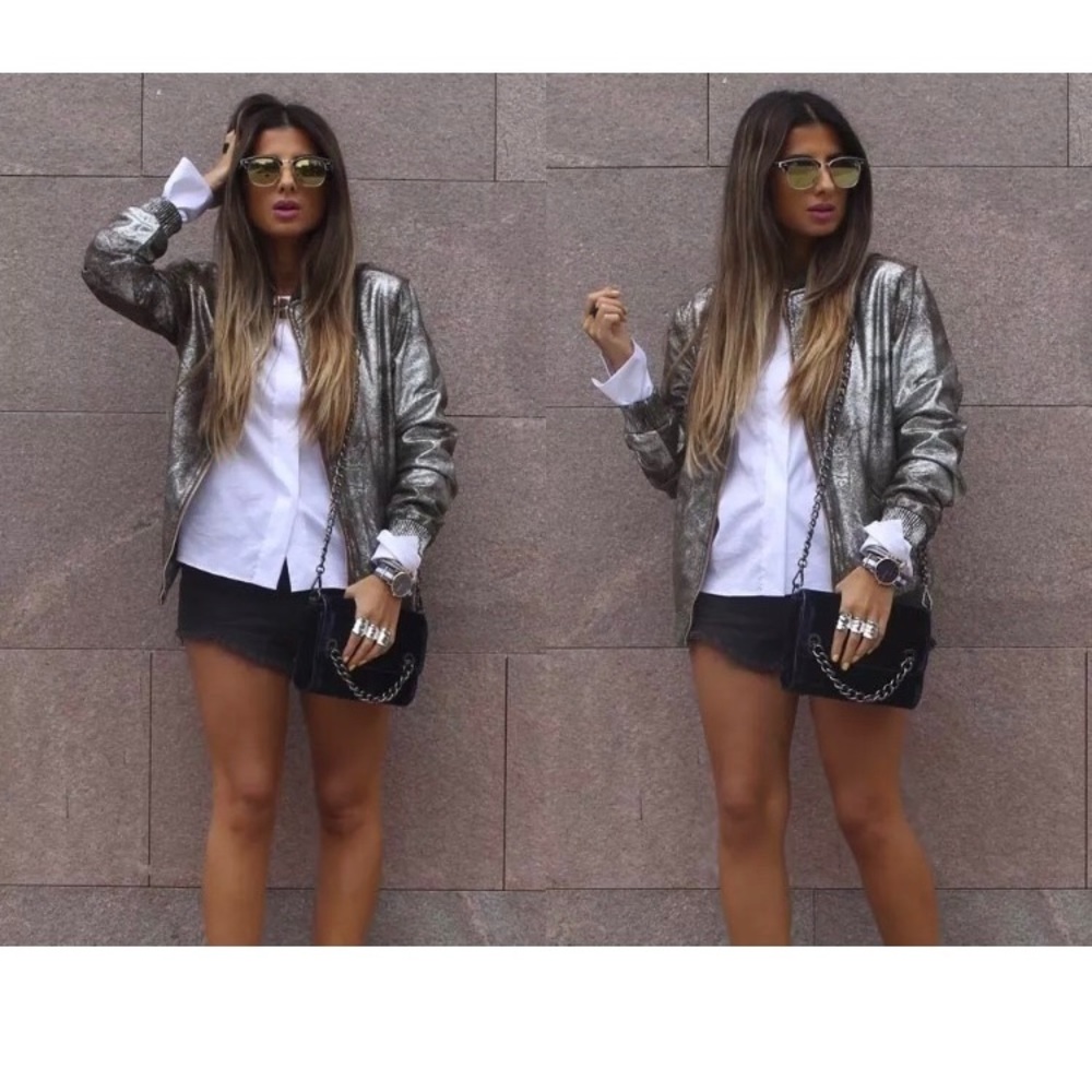 Zara SILVER METALLIC BOMBER JACKET Ref.4369/240 - Picture 5 of 7