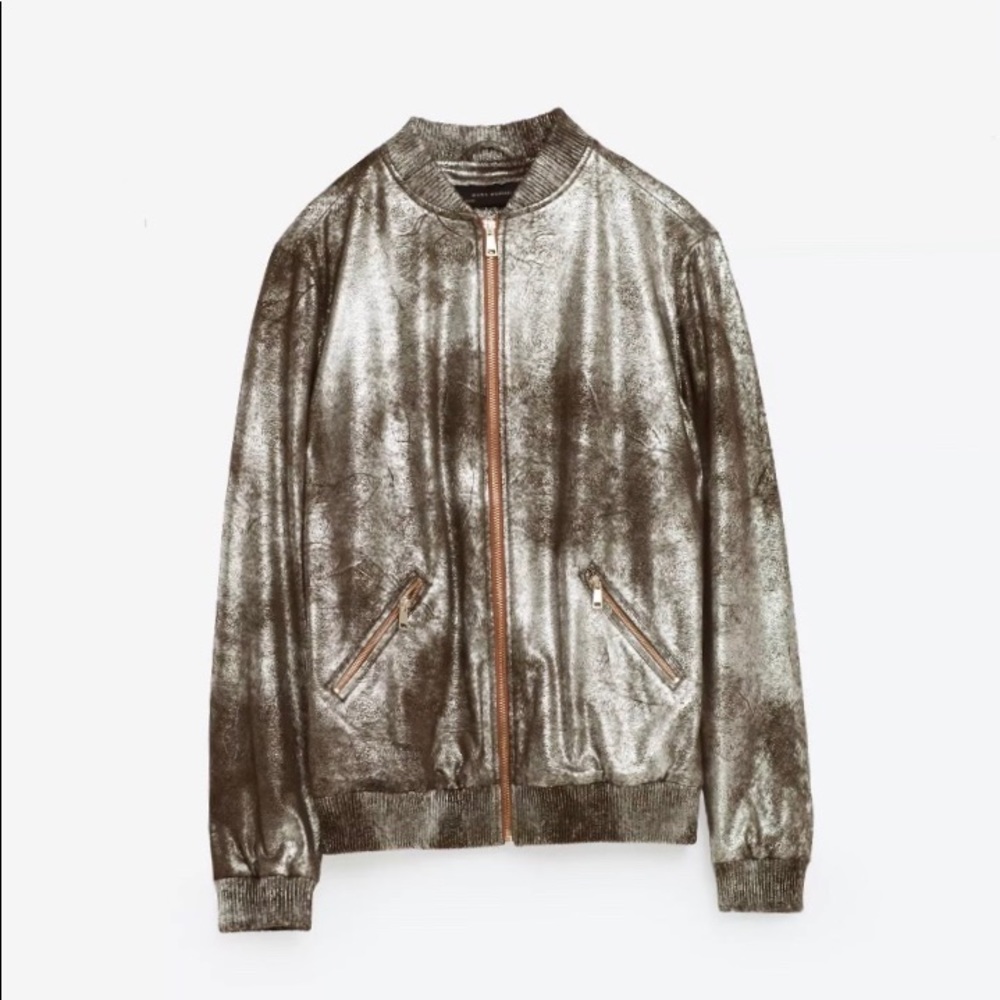 Zara SILVER METALLIC BOMBER JACKET Ref.4369/240 - Picture 6 of 7