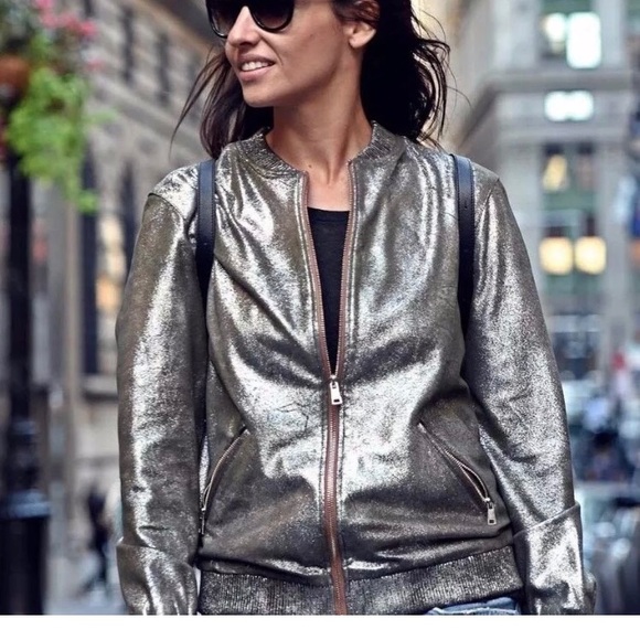 Zara SILVER METALLIC BOMBER JACKET Ref.4369/240 - Picture 3 of 7
