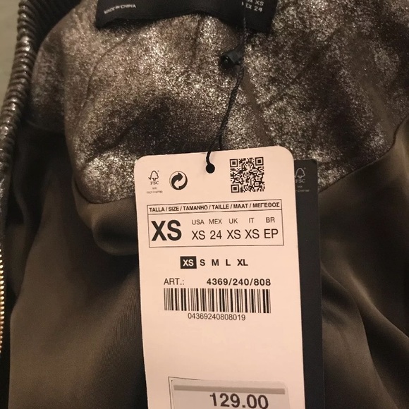 Zara SILVER METALLIC BOMBER JACKET Ref.4369/240 - Picture 7 of 7