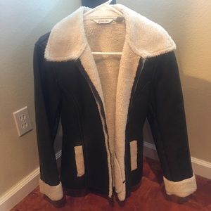 St. John’s Bay brown leather bomber jacket