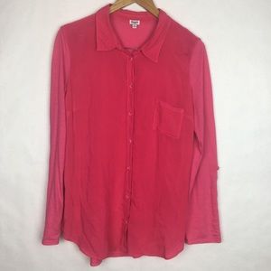 Splendid Button Down Shirt Pink Large
