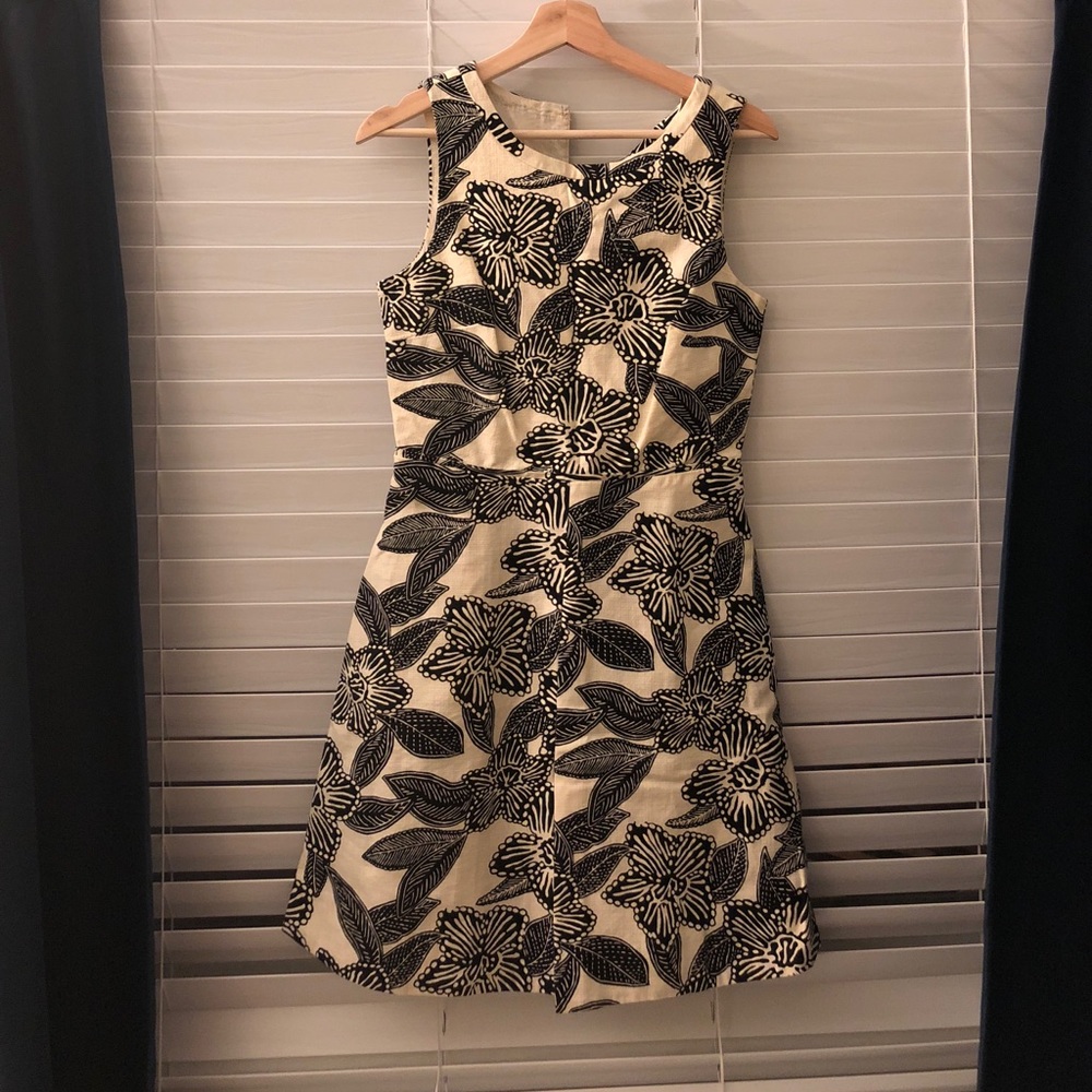 NWT J Crew linen dress Size 2 inky blue floral