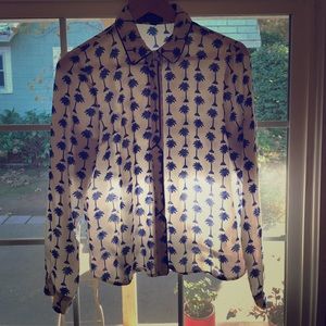 Topshop Palm Tree Print Blouse