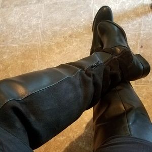 Black faux Leather Calf Boots