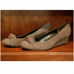 Stuart Weitzman Suede Wedge Heel in Taupe - Size 8