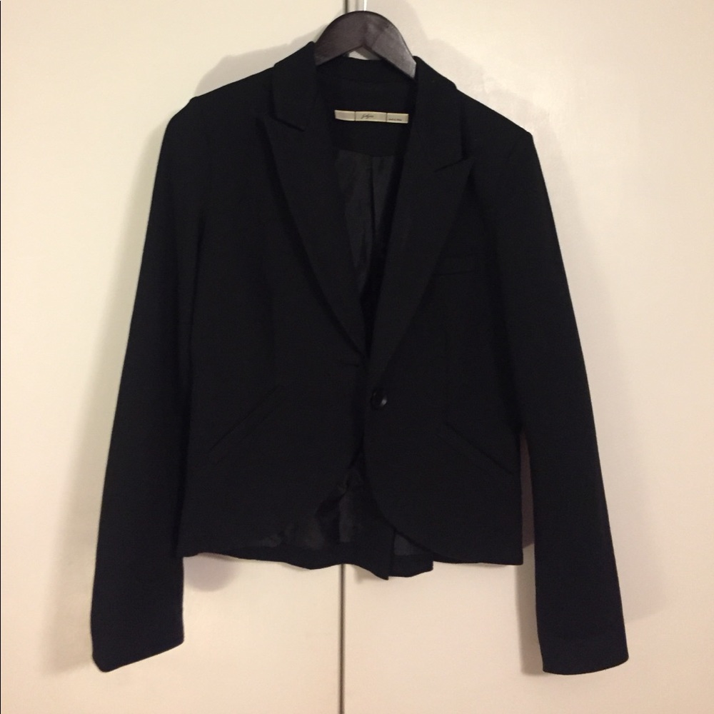 Black cotton poly blazer