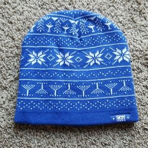 Martini Glasses NEW knit winter cap blue white hat