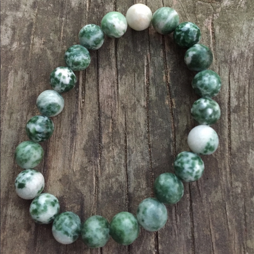 Natural green spotted jasper bracelet