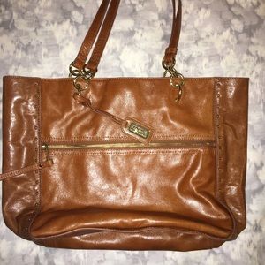 Badgley Mischka Camel Color Leather Tote
