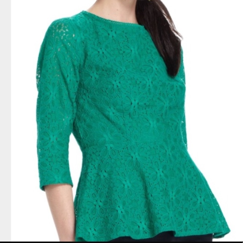 Anthropologie Green Peplum Blouse