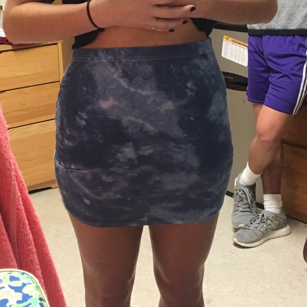 blue tie dye mini skirt