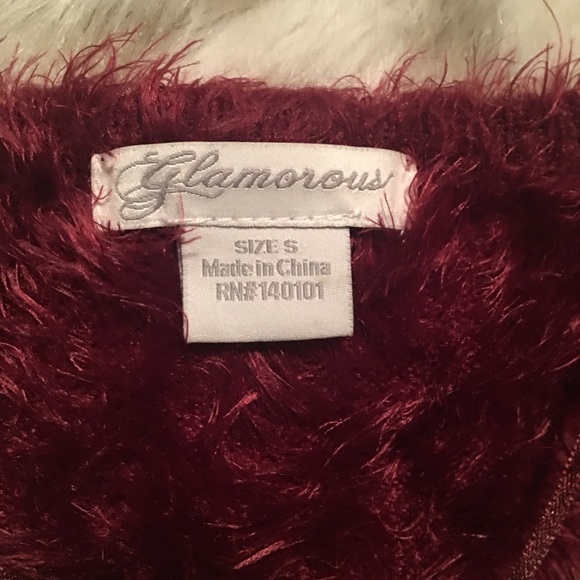 Rich Burgundy Faux Fur Cardigan w/Pockets - Picture 3 of 4