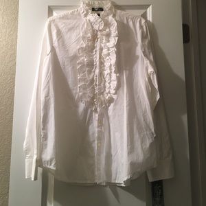 White Ruffle Ralph Lauren Button-Up