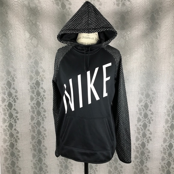 Nike Dri-fit pull over black hoodie w polka dots - Picture 1 of 7