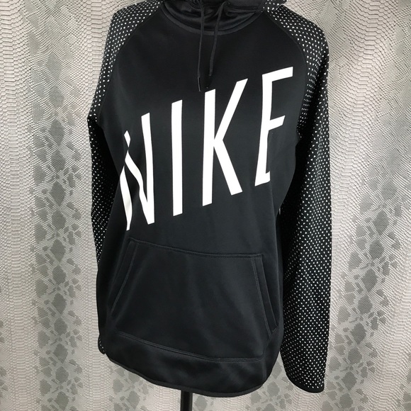 Nike Dri-fit pull over black hoodie w polka dots - Picture 2 of 7