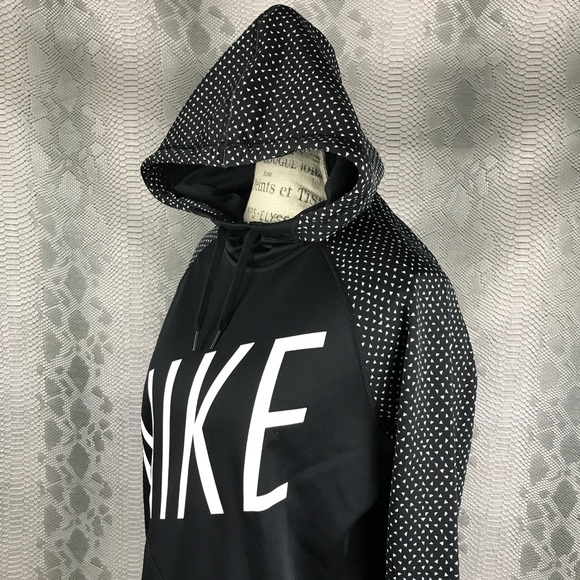 Nike Dri-fit pull over black hoodie w polka dots - Picture 3 of 7