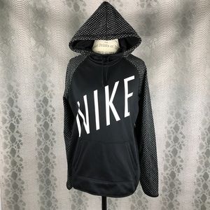Nike Dri-fit pull over black hoodie w polka dots