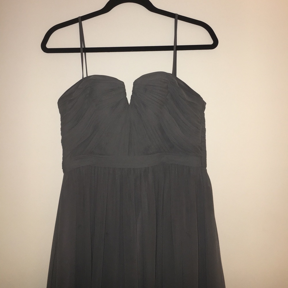 Charcoal grey Watters dress bridesmaid