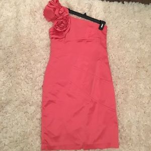 Jessica Simpson One Shoulder Satin Rosette Dress