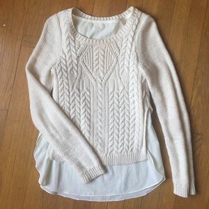 Anthropologie Cream Cable Knit Sweater