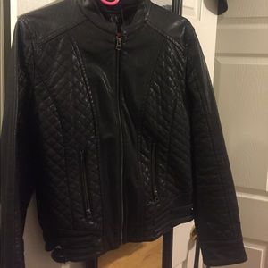Armani Exchange Faux Leather Motto Jacket