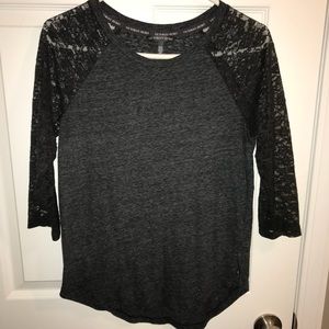 Victoria’s Secret Lace BaseBall Tee Small Charcoal