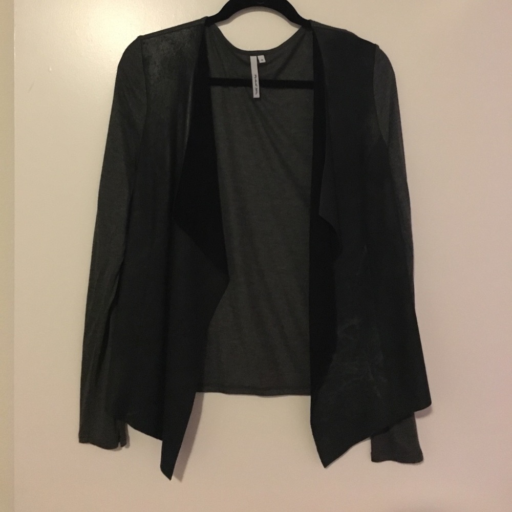 Michael Stars Leather drape front cardigan, Medium