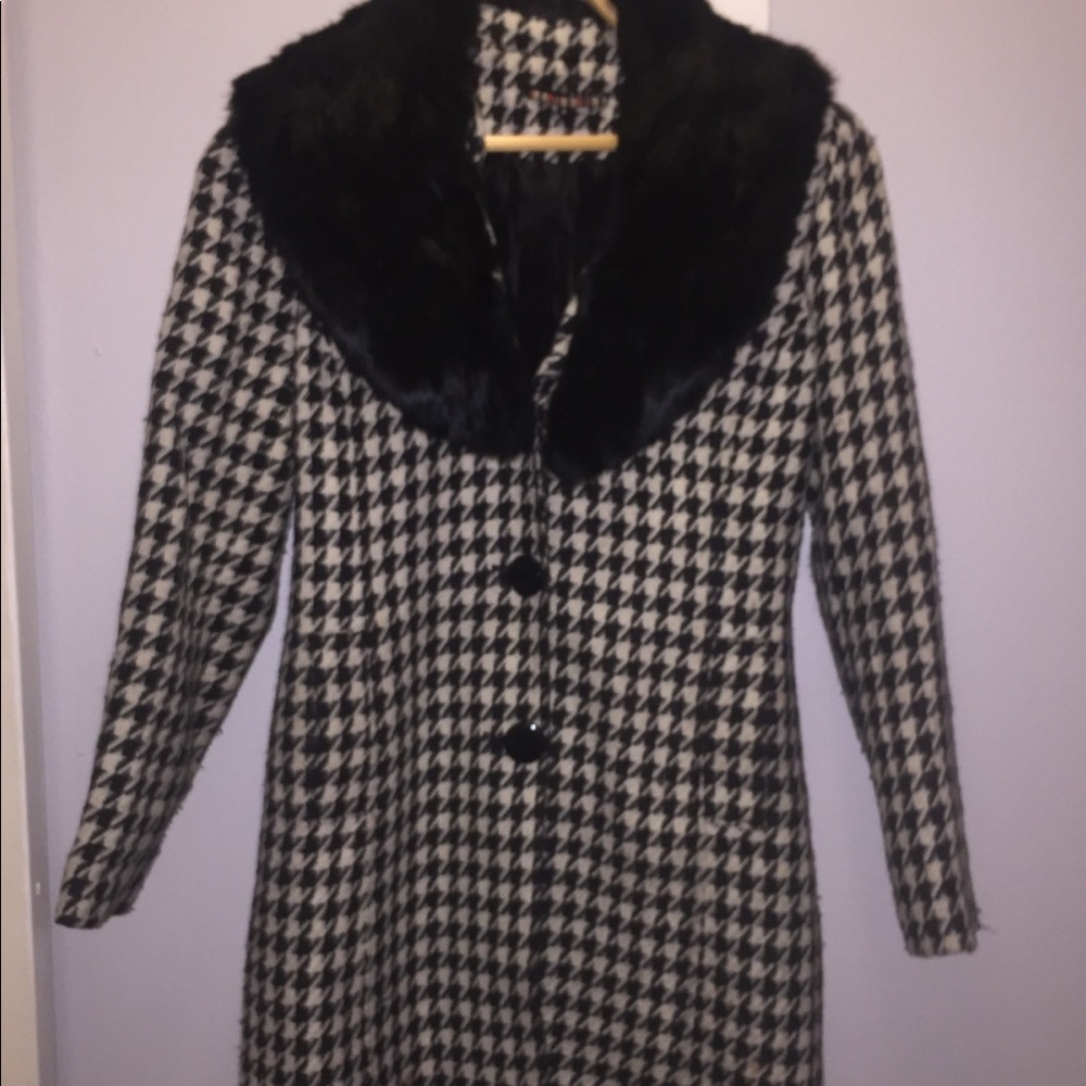 Coat with Rabbit Fur Collar