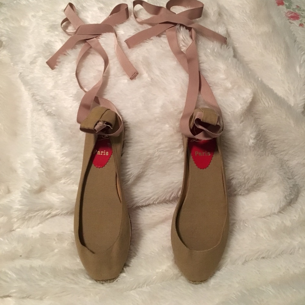 Christian Louboutin Red Sole Ankle Ribboned Flats
