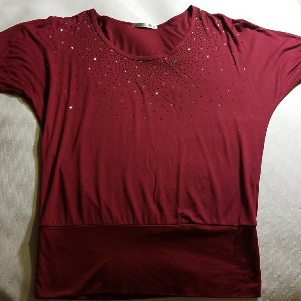 In Joy Clothing Burgundy Top