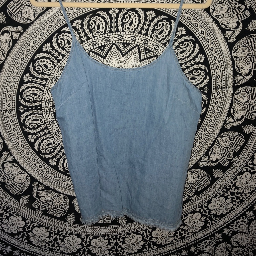 Distressed denim tank top/ crop top