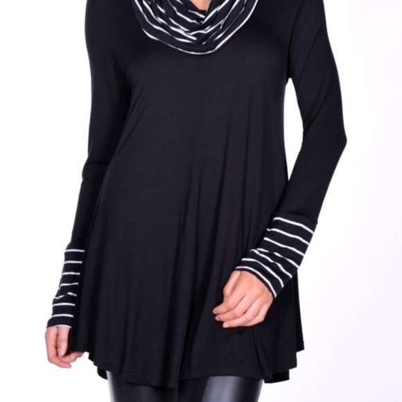 New Black Cowl Neck Tunic, Made in USA - Picture 3 of 4