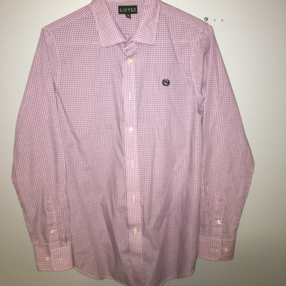 Ralph Lauren pink and navy Button Down