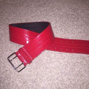 Thick Red Patent Leather Belt by Express
