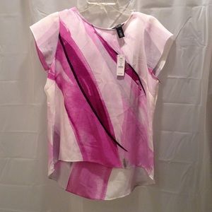 NWT 100% silk top sz L hi low hem