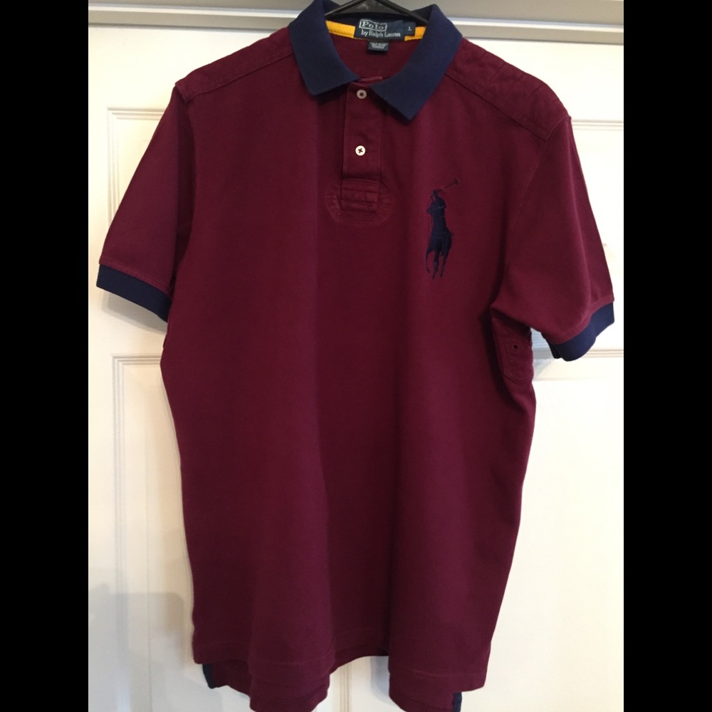 Polo men's burgundy shirt Sz L