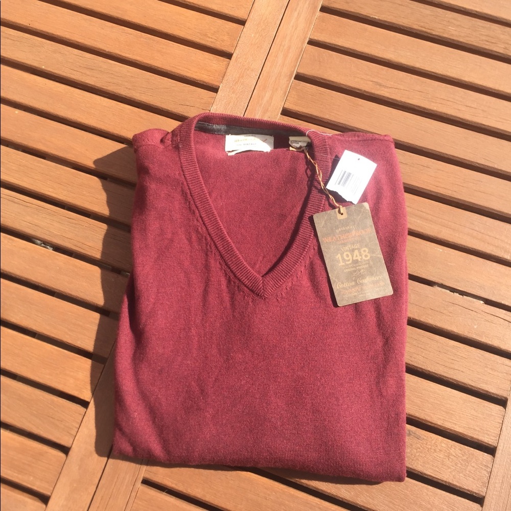 Men’s Burgundy Cotton Cashmere Sweater