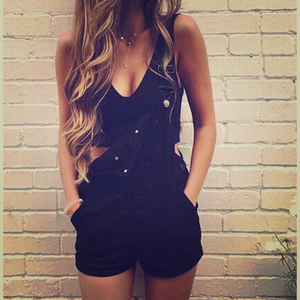 Black overall shorts size small