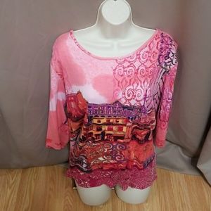 C.J. Banks Pink Designer 3/4 sleeve Shirt size 1x