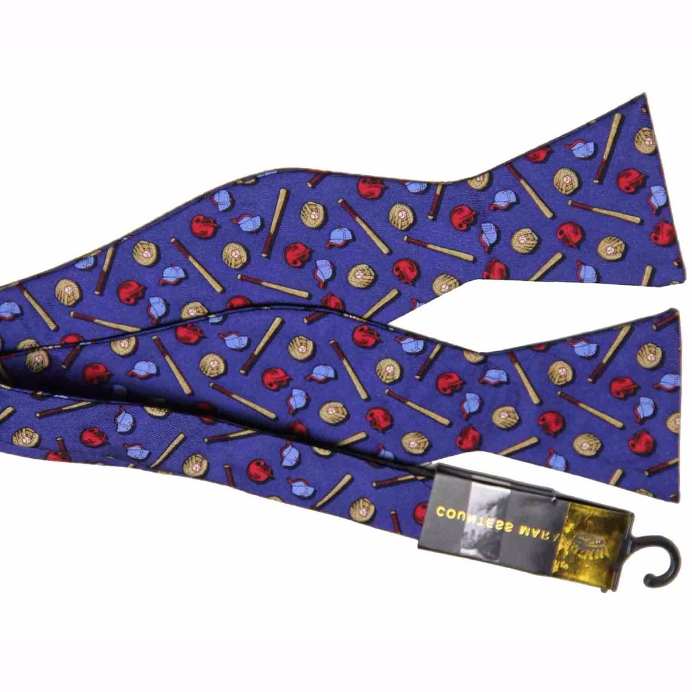 Countess Mara Baseball Pattern Bow Tie One Size - Picture 1 of 1