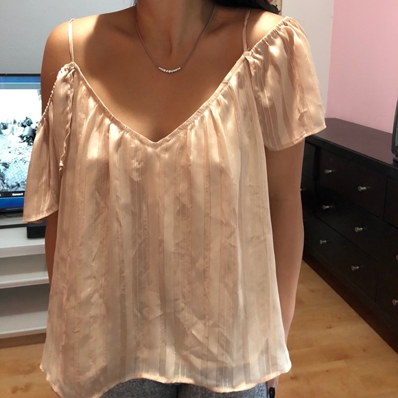 a ruffled glittery cute off the shoulder top - Picture 2 of 3